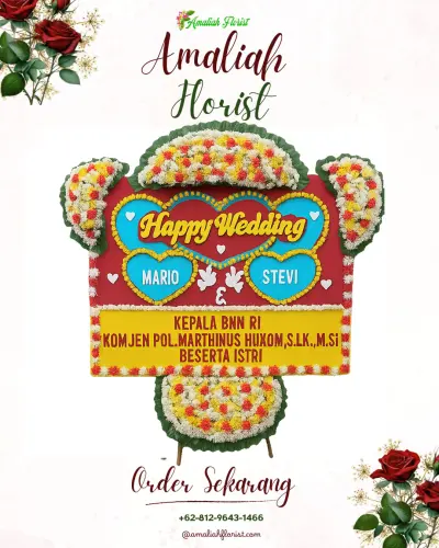 Karangan Papan Bunga Pernikahan di Kudamati